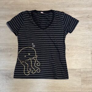 Anvil Black and Gray Striped Short Sleeve Tee